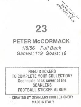1984 Scanlens VFL Stickers #23 Peter McCormack Back
